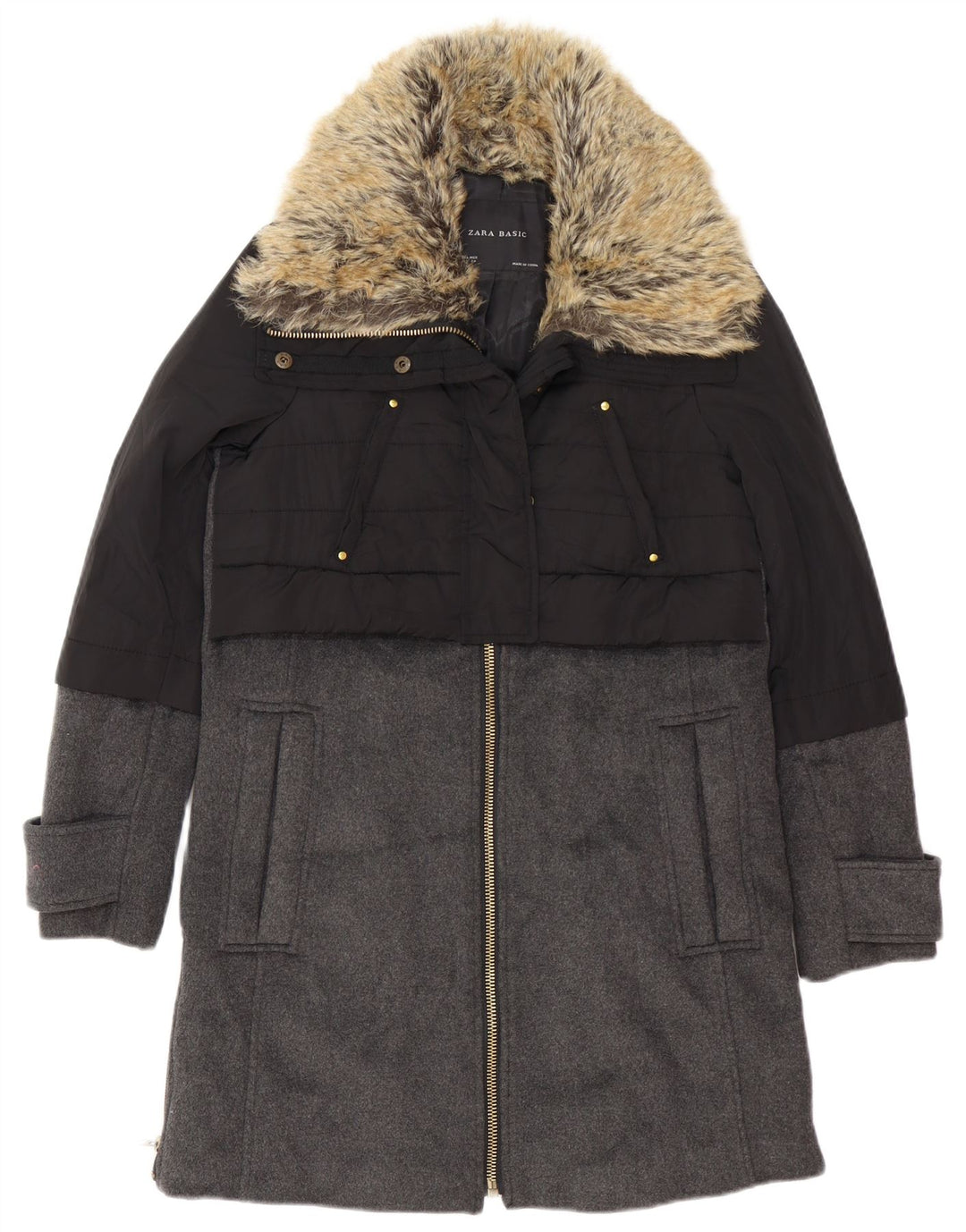 Zara ženski preveliki kaput UK 6 XS Black Colourblock