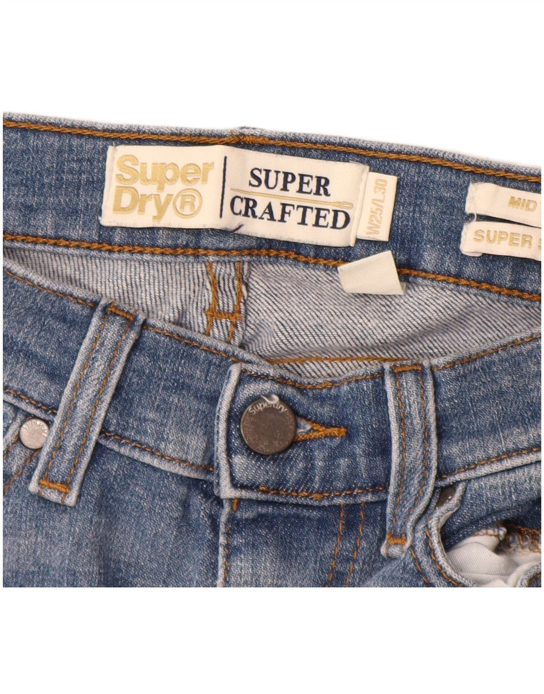 SUPERDRY Ženske super uske traperice srednjeg rasta W25 L28 plavi pamuk