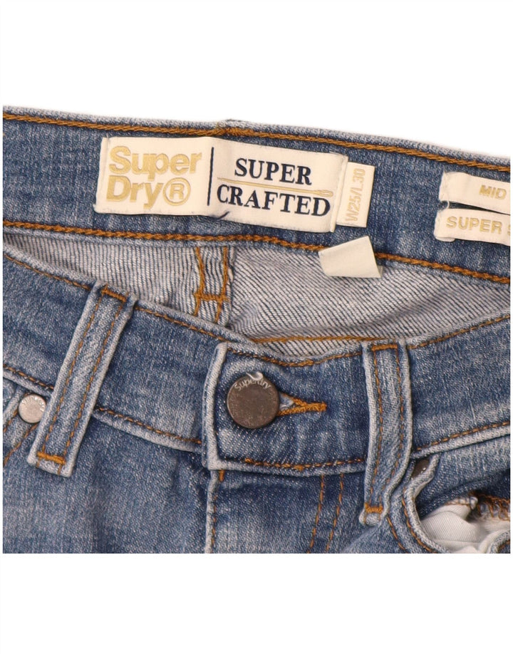SUPERDRY Ženske super uske traperice srednjeg rasta W25 L28 plavi pamuk