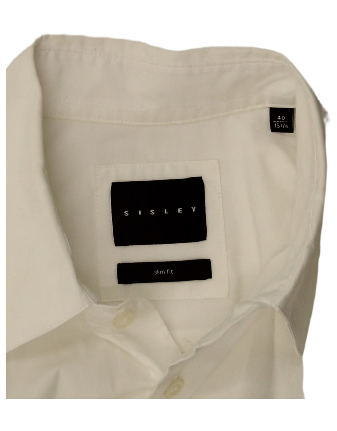 SISLEY Mens Slim Fit Shirt Size 40 15 3/4 Medium White Vintage Sisley and Second-Hand Sisley from Messina Hembry 
