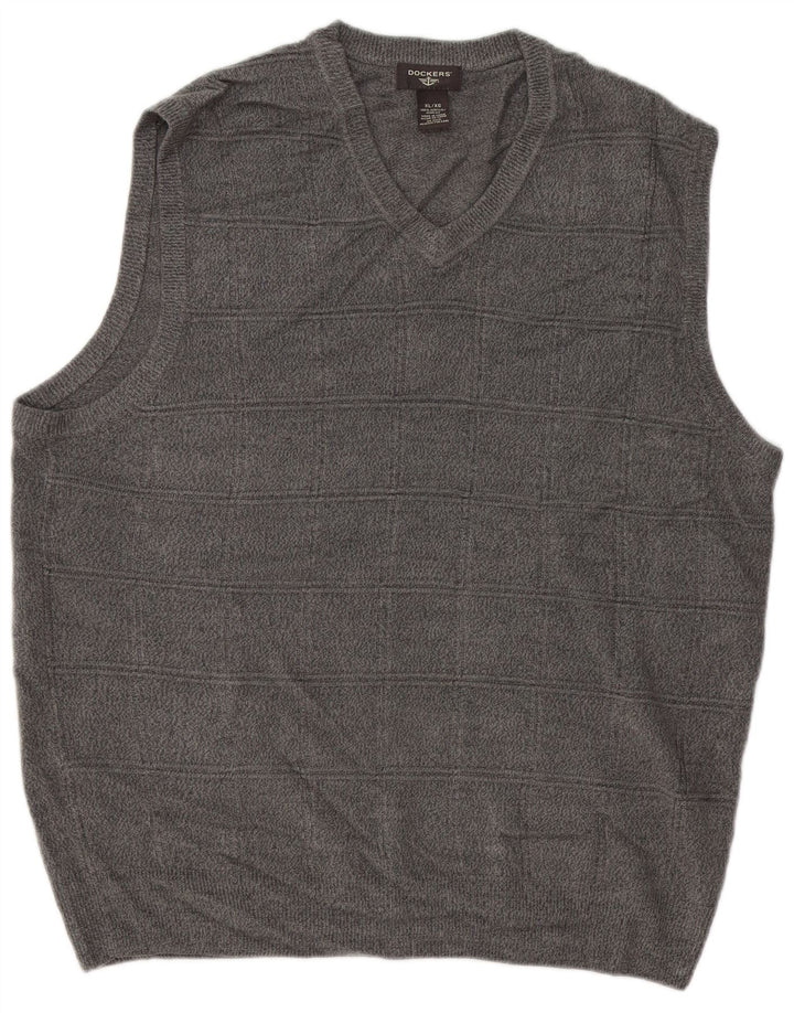 DOCKERS Mens Vest Tank Top XL Grey Acrylic
