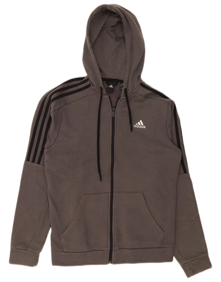 Adidas muški pulover s kapuljačom na patentni zatvarač mali sivi pamuk