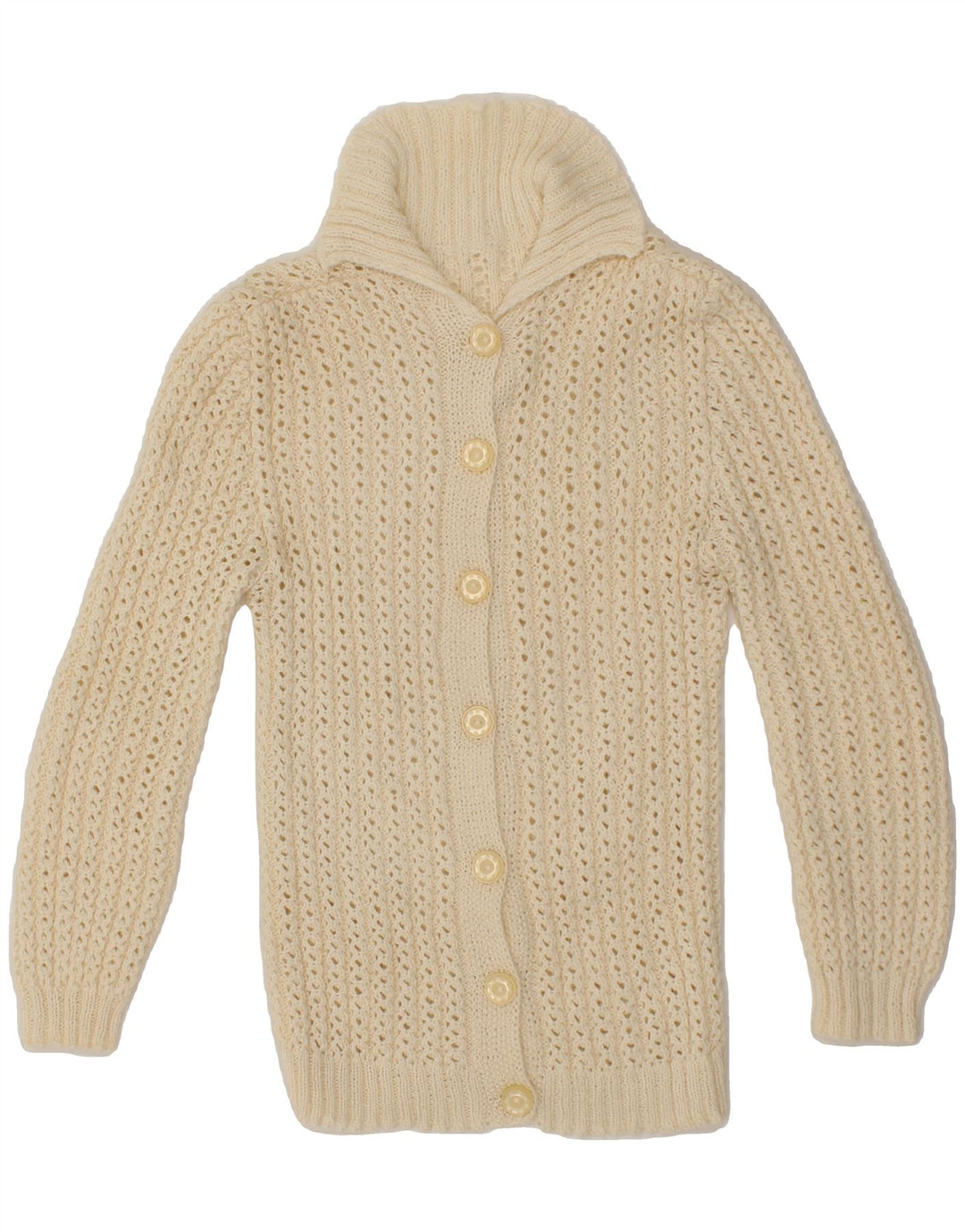 VINTAGE Womens Cardigan Sweater UK 10 Small Beige Vintage Vintage and Second-Hand Vintage from Messina Hembry 