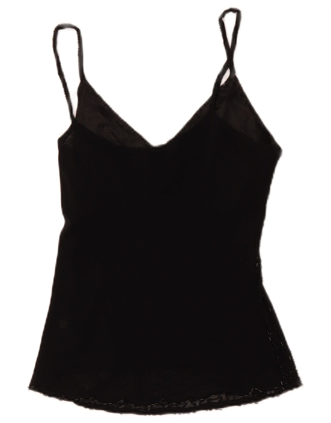 Vintage ženski Cami Top UK 8 Mala crna viskoza