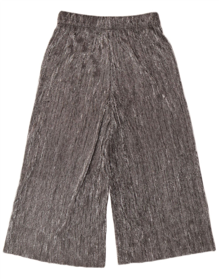 ZARA ženske kapri hlače širokih nogavica XS W24 L20 srebrni poliester