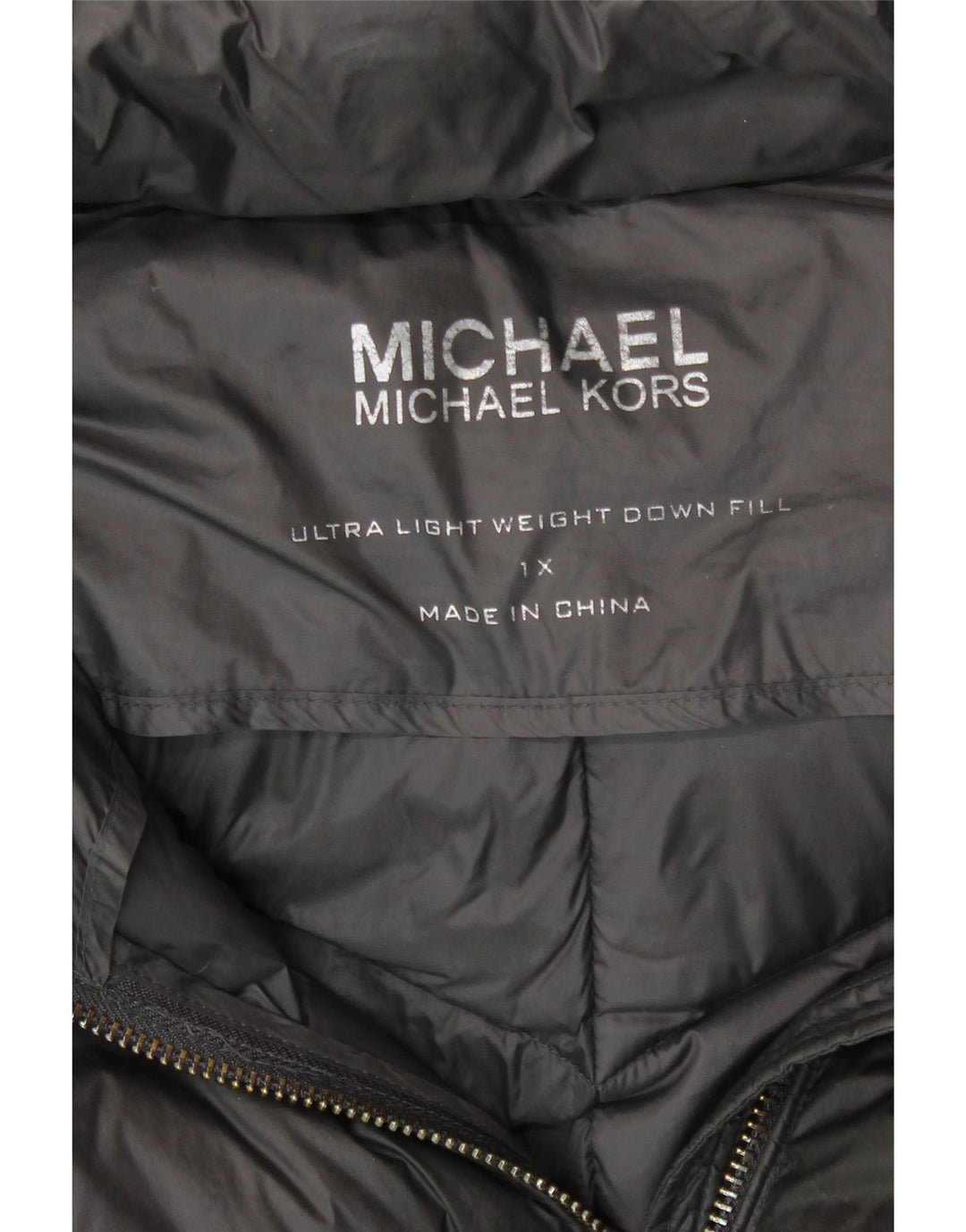 MICHAEL KORS Ženski podstavljeni kaput s kapuljačom UK 18 XL sivi najlon