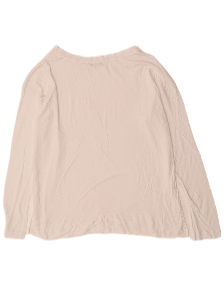 BENETTON ženski džemper s morskim izrezom UK 14 srednje bijele boje