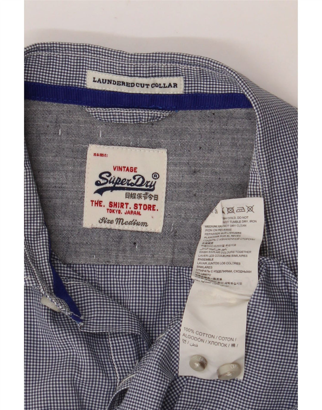 SUPERDRY muška košulja srednje tamnoplave boje gingham pamuka
