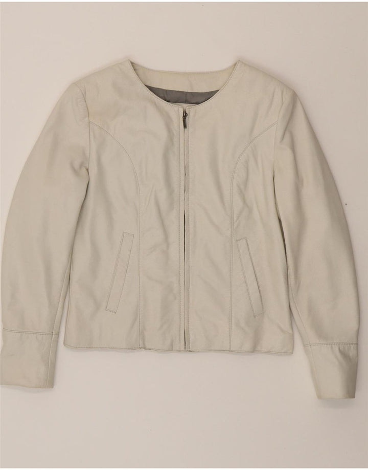 CIGNO NERO Womens Crop Leather Jacket EU 38 Medium White Leather Vintage Cigno Nero and Second-Hand Cigno Nero from Messina Hembry 