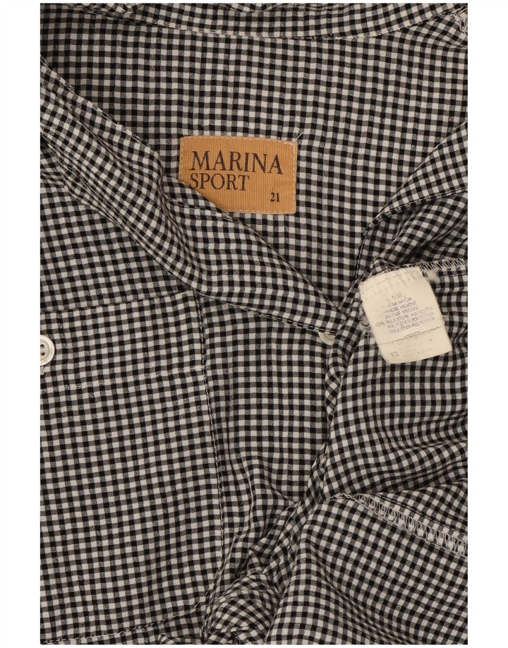 Marina Sport Ženska košulja s prednjom kravatom, bluza, veličina 21, srednje crna gingham