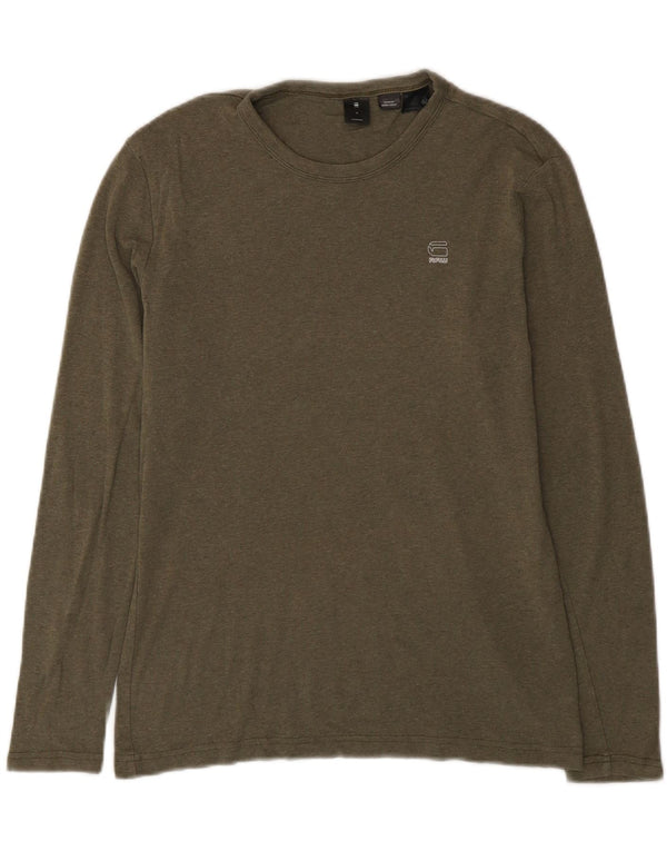 G-Star Mens Top Long Sleeve Medium Khaki Cotton