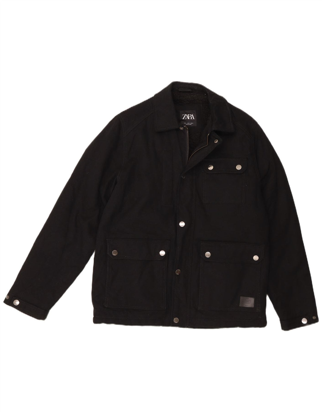 Zara Mens Sherpa Utility Jacket UK 38 Srednji crni pamuk