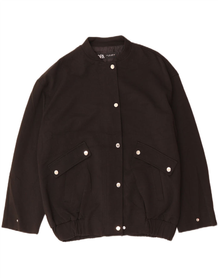 Zara ženska prevelika bomber jakna UK 10 mala crna acetat
