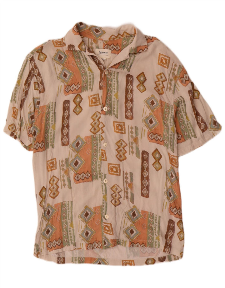 Pull & Bear muška majica kratkih rukava XS bež geometrijske boje