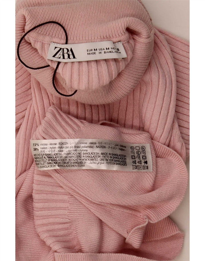 Zara ženska majica s rol izrezom UK 12 srednje ružičasta viskoza