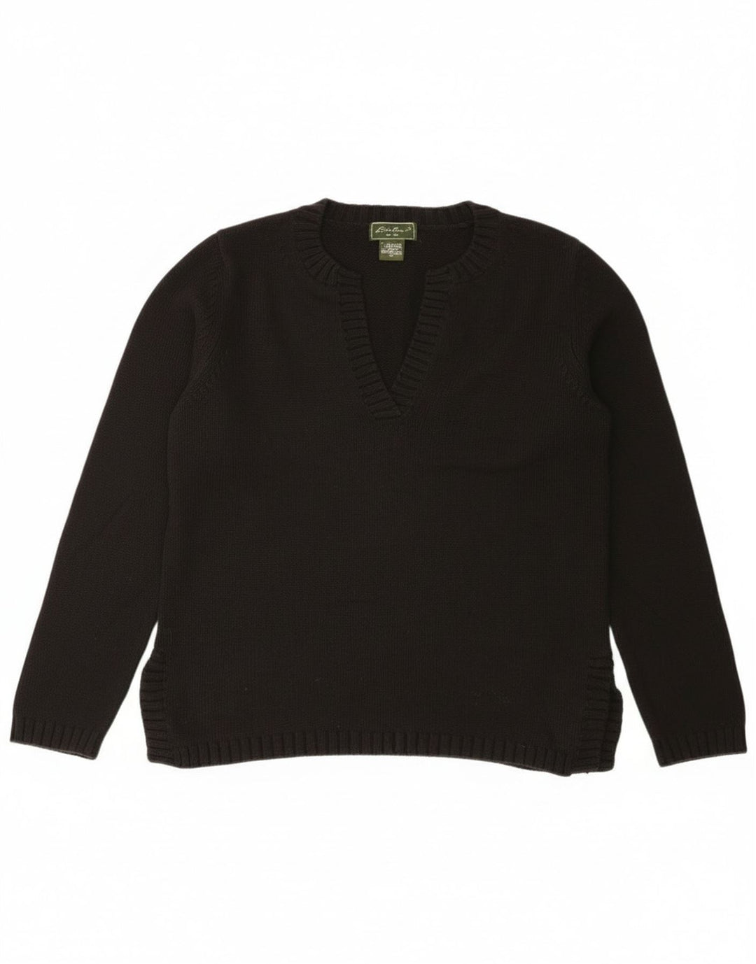 Eddie Bauer Ženski džemper s V-izrezom UK 14 Srednji crni pamuk