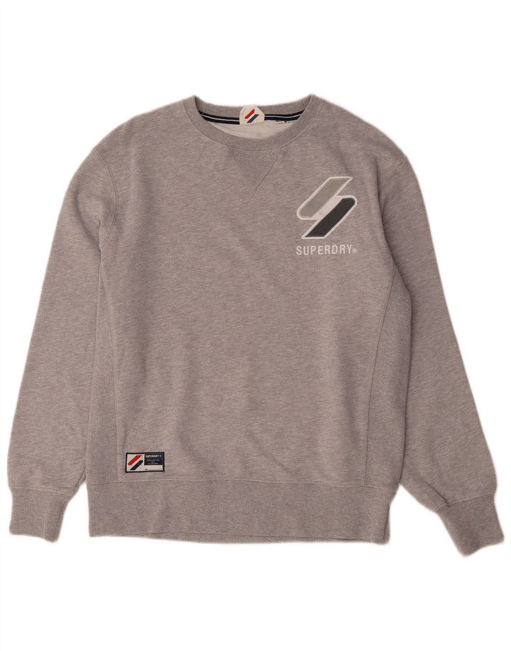 Superdry muški džemper s grafičkim motivima, srednje sivi flekasti pamuk