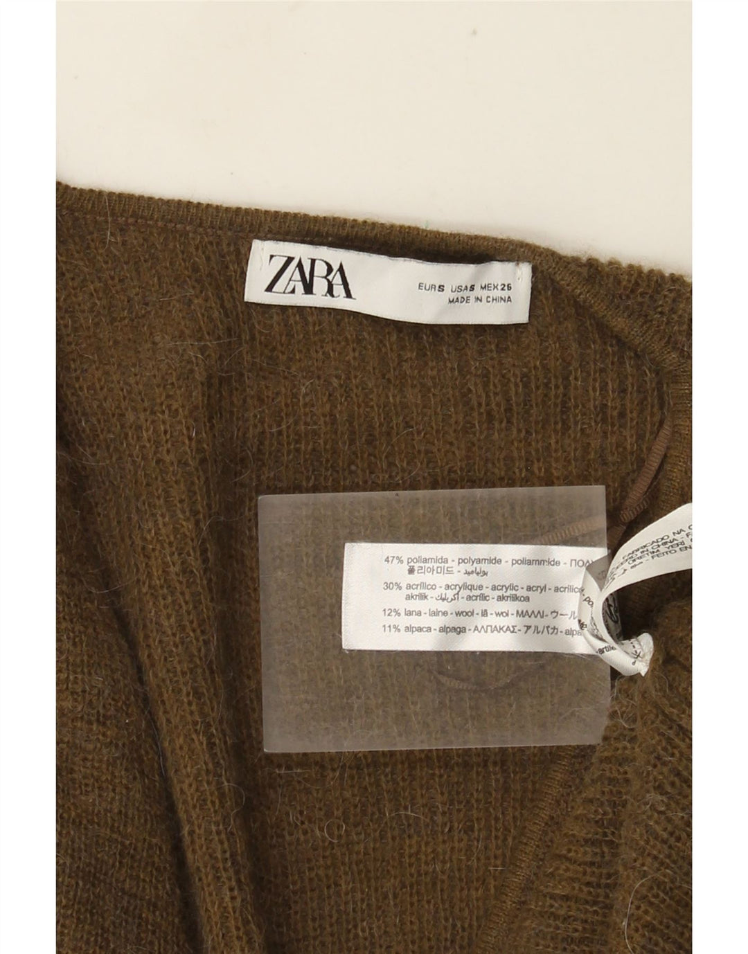 Zara ženski kardigan džemper s omotom UK 10 Mali kaki poliamid