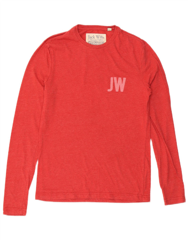 JACK WILLS Muška majica dugih rukava s grafikama, mala crvena pamuk