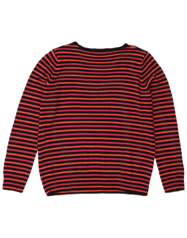 MARKS & SPENCER Ženski džemper s morskim izrezom UK 14 Velike ružičaste pruge