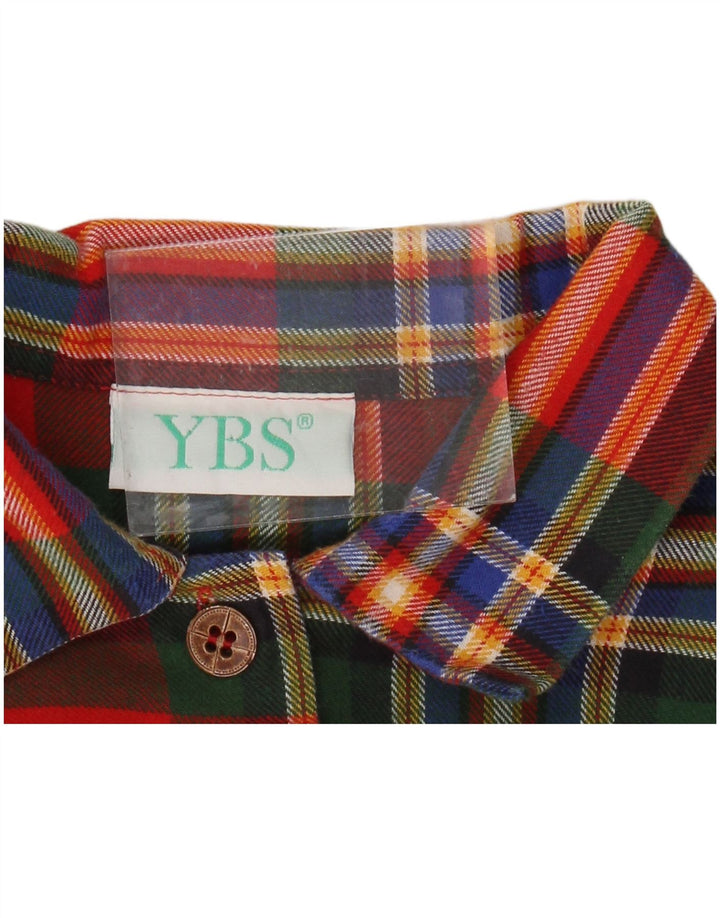 VINTAGE Ženska prevelika grafička košulja haljina UK 14 Srednje crvena karirana