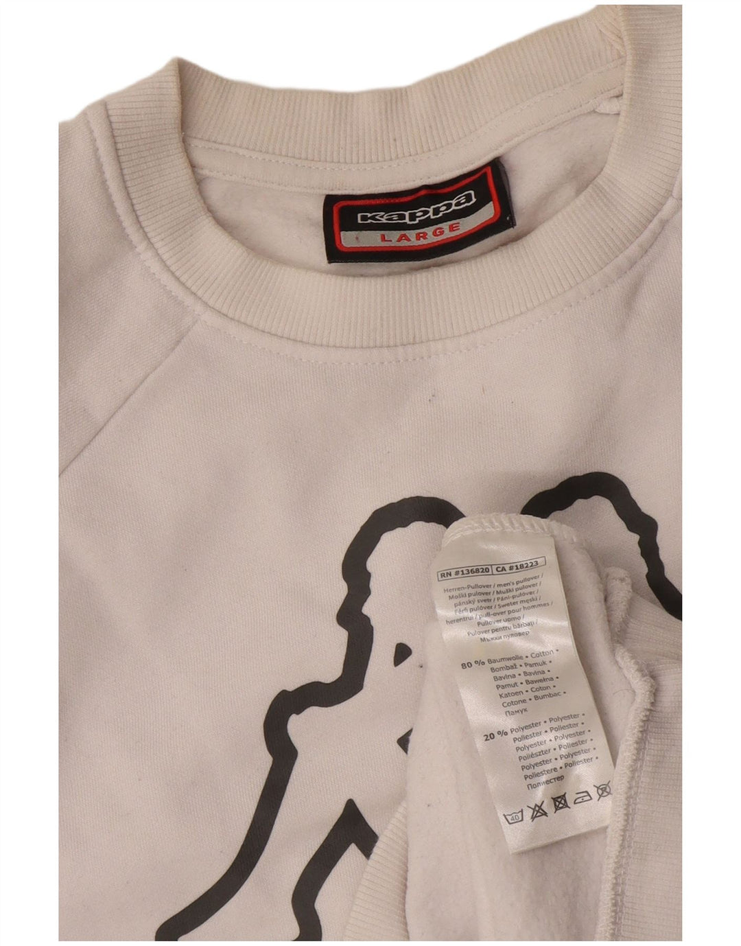 Veliki bijeli pamučni džemper Kappa s grafičkim motivima