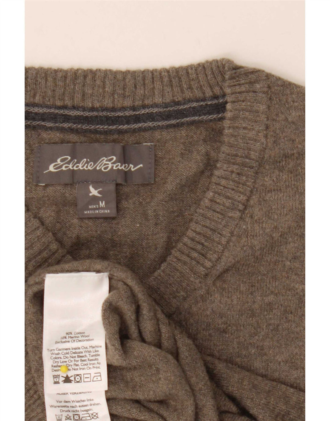 Eddie Bauer, muški džemper s V-izrezom, srednji kaki pamuk
