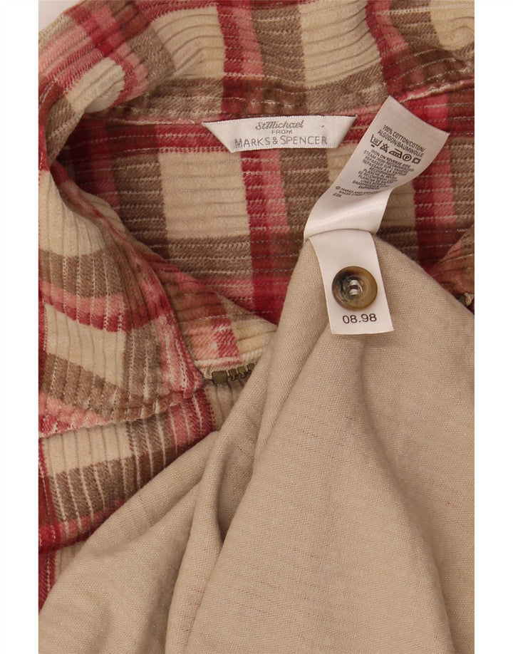 MARKS & SPENCER Muška košulja od samta Vel. 16 Veliki bež karirani pamuk