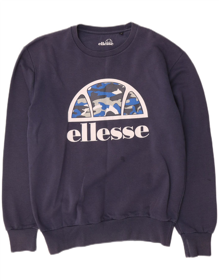 Ellesse Mens Sweatshirt Jumper Large Navy Blue Cotton