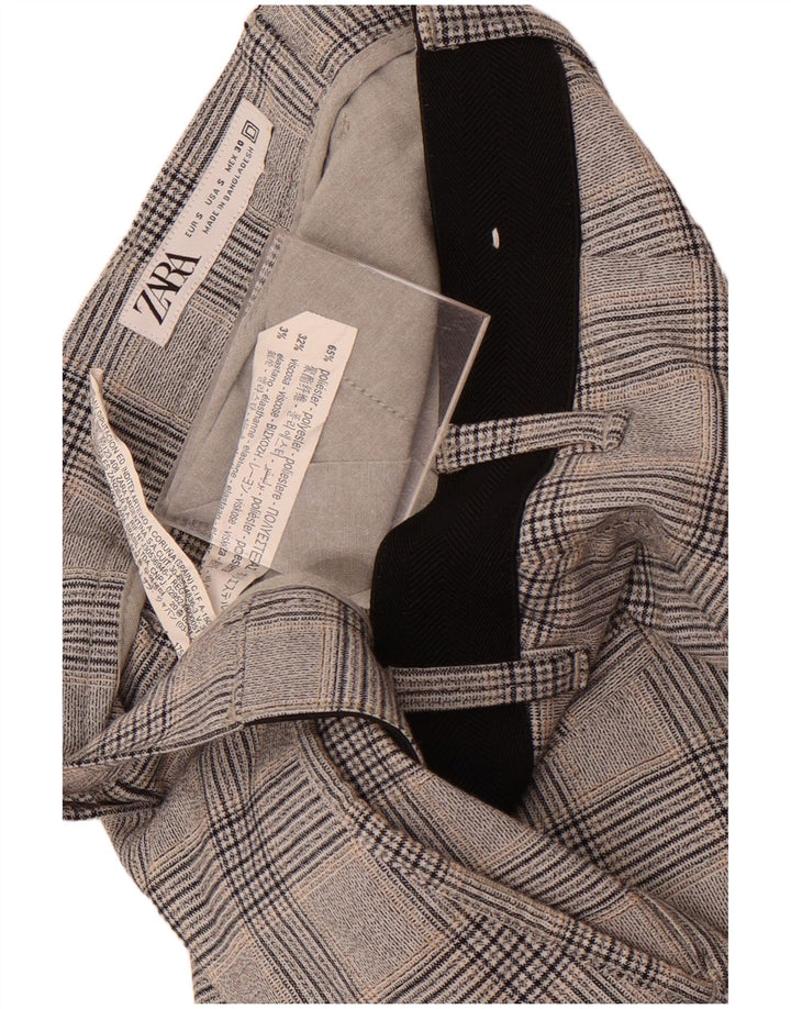 Zara ženske hlače ravnog odijela male W30 L29 sivi karirani poliester