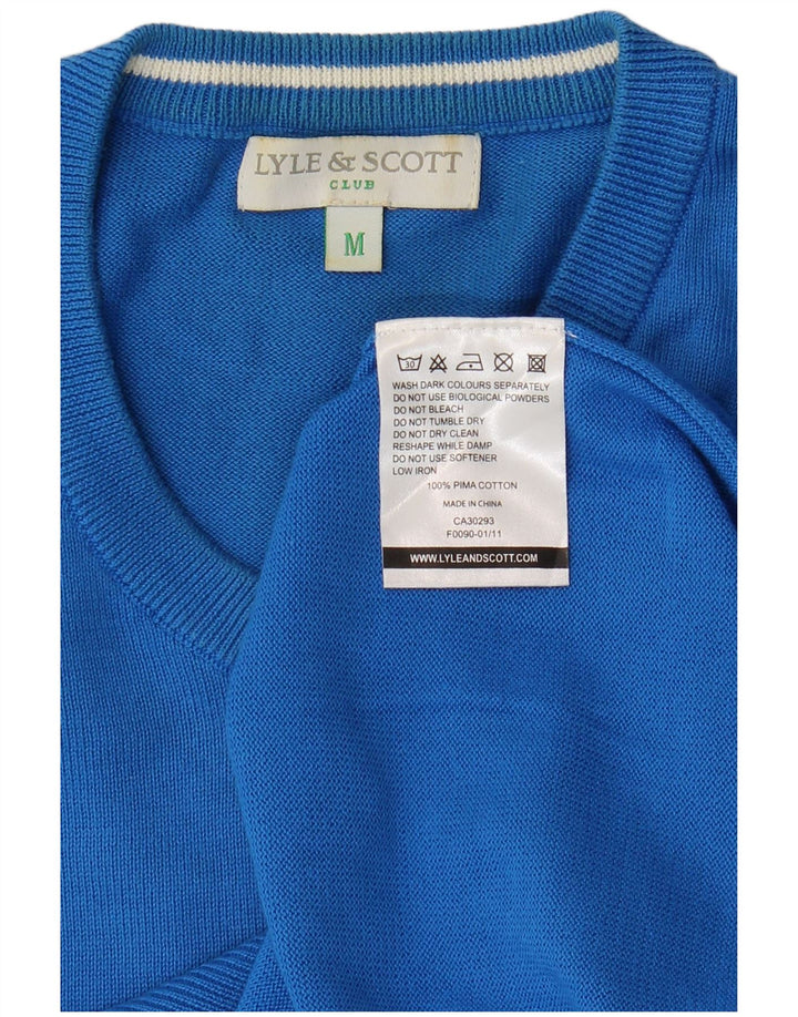 Lyle & Scott muški džemper s V-izrezom srednje plavi pamuk