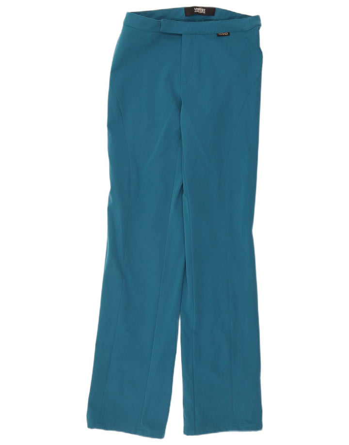 Versace ženske ravne ležerne hlače W30 L34 plavi poliamid