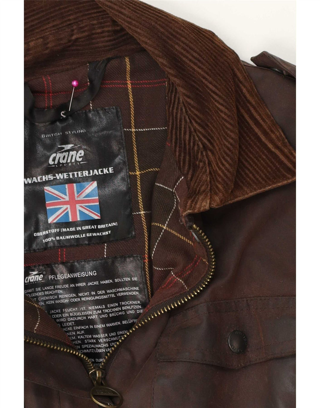 Crane Ženska vojna velika voštana jakna UK 10 Mala smeđa