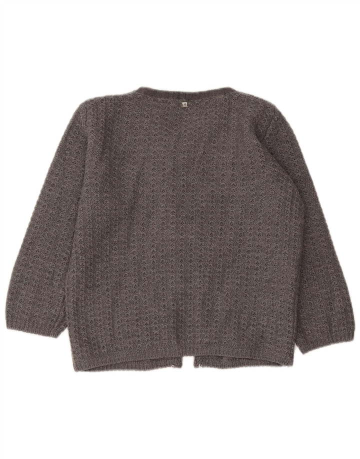 Trussardi Jeans ženski kratki kardigan džemper s 3/4 rukavima UK 12 srednje sivi