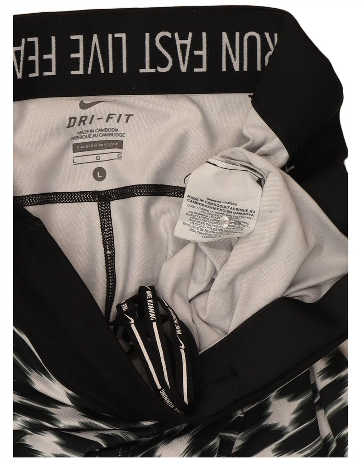 Nike ženske Dri Fit tajice velike crne geometrijske poliesterske
