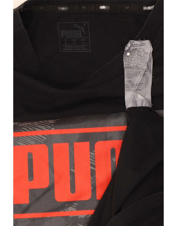 Puma muška grafička majica kratkih rukava Srednji crni pamuk