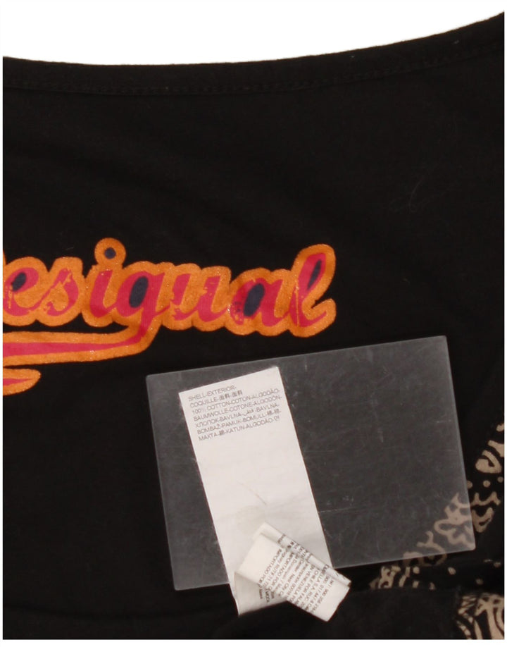 DESIGUAL ženska grafička asimetrična haljina UK 14 srednje crna paisley