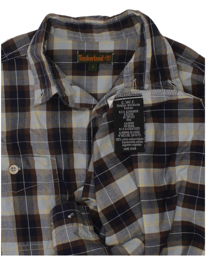 TIMBERLAND Boys Shirt 5-6 Years Blue Check Cotton