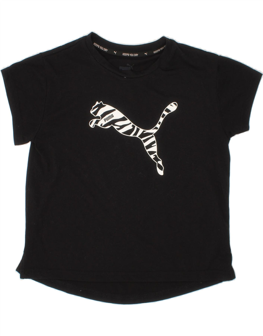 PUMA Girls Graphic T-Shirt Top 9-10 Years Black Polyester Vintage Puma and Second-Hand Puma from Messina Hembry 