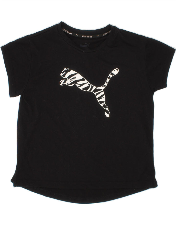 PUMA Girls Graphic T-Shirt Top 9-10 Years Black Polyester Vintage Puma and Second-Hand Puma from Messina Hembry 