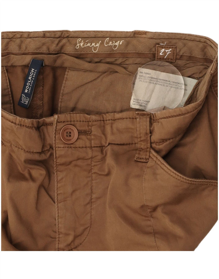 WOOLRICH Womens Straight Cargo Trousers W27 L28 Brown Cotton