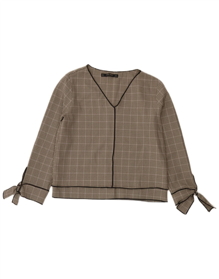 Zara ženska majica s dugim rukavima UK 10 Small Gray Houndstooth