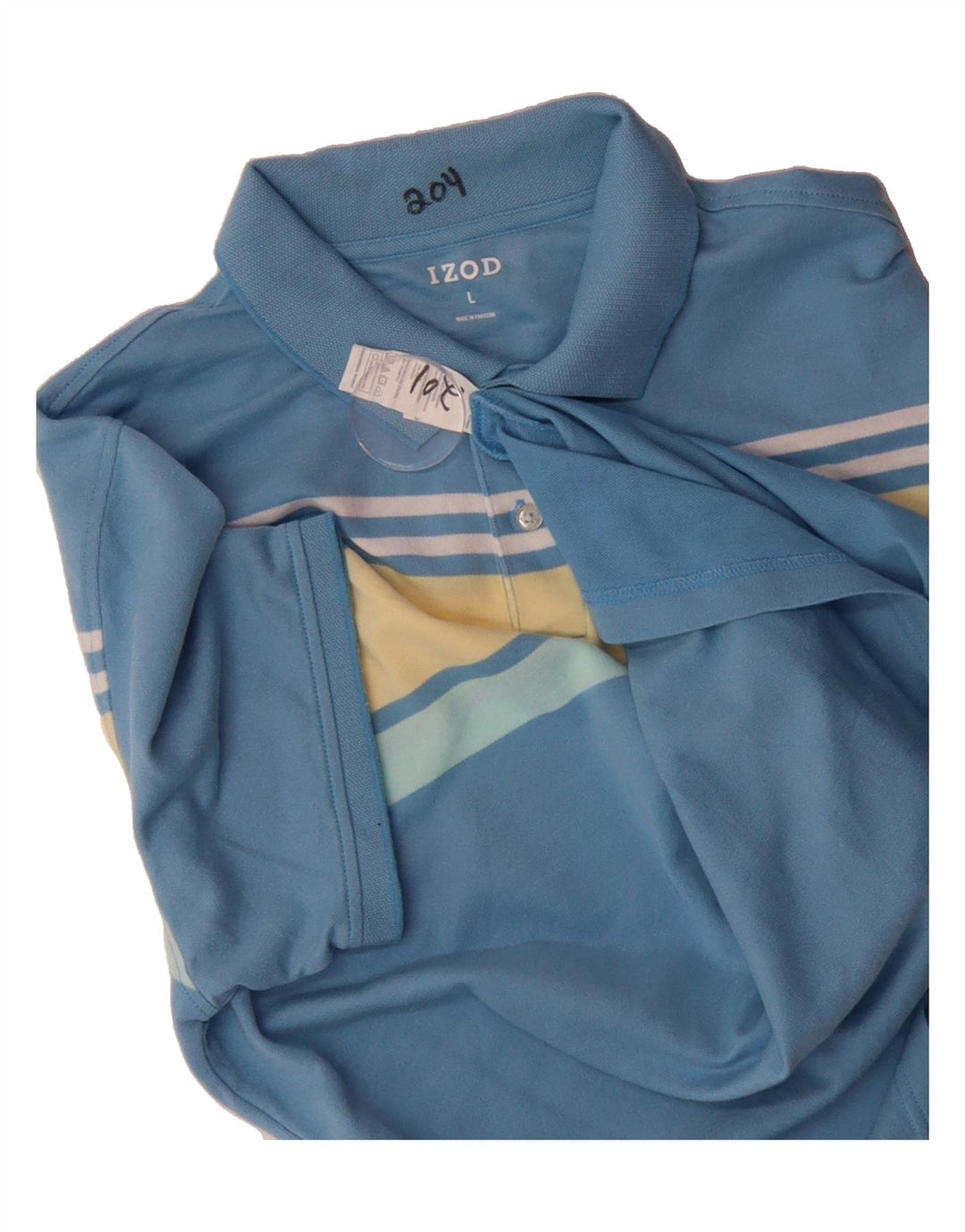 IZOD Mens Polo Shirt Large Blue Colourblock Cotton Vintage Izod and Second-Hand Izod from Messina Hembry 