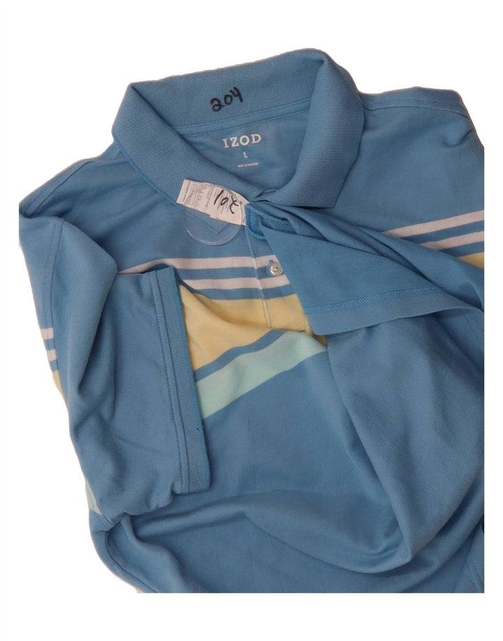 IZOD Mens Polo Shirt Large Blue Colourblock Cotton Vintage Izod and Second-Hand Izod from Messina Hembry 