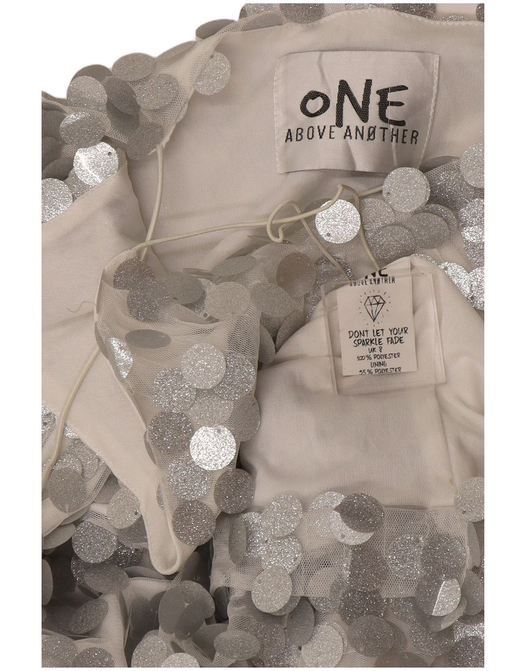 Vintage ženski Cami Top UK 12 srednje srebrni poliester