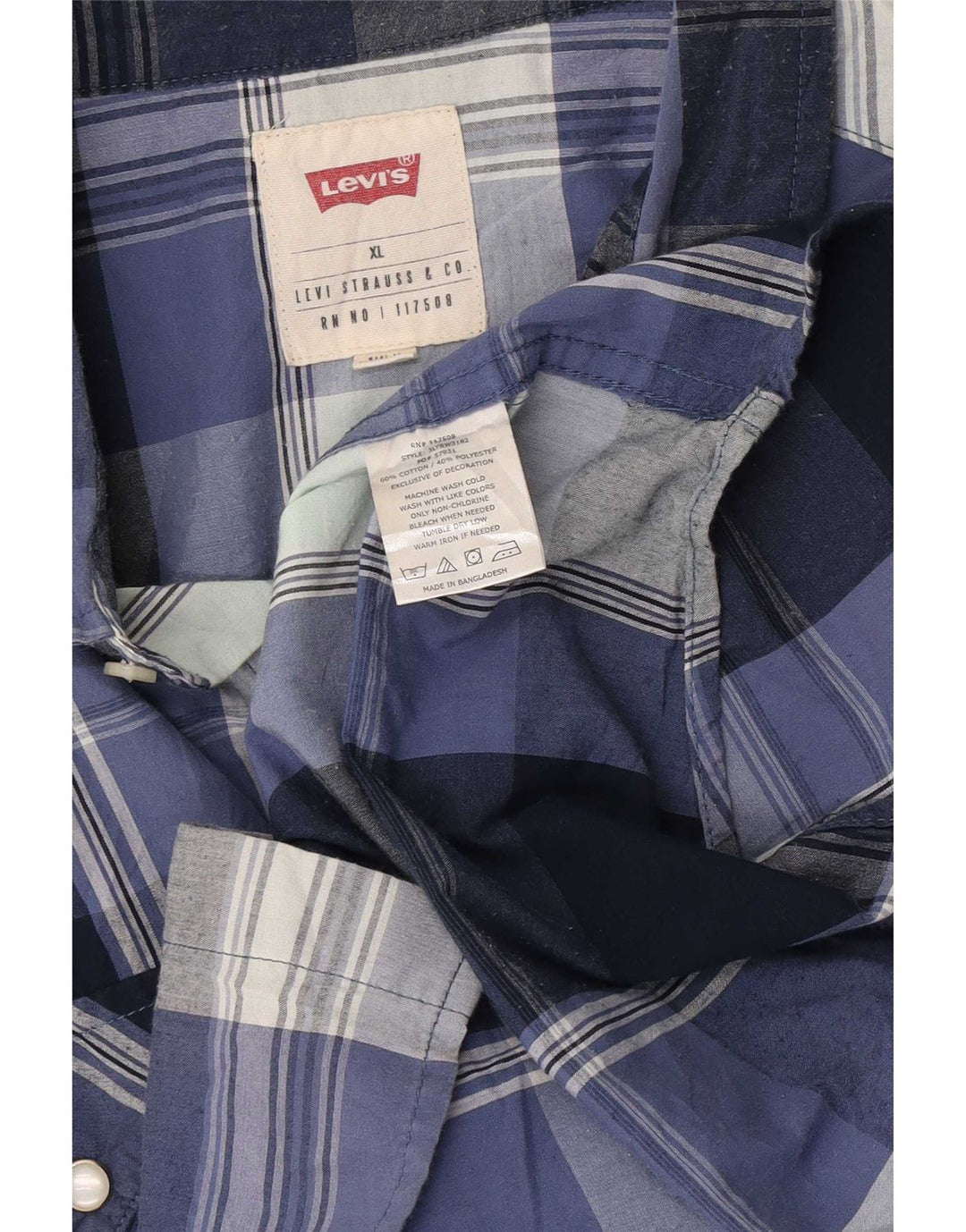 Levi's muška košulja kratkih rukava XL plavi karirani pamuk