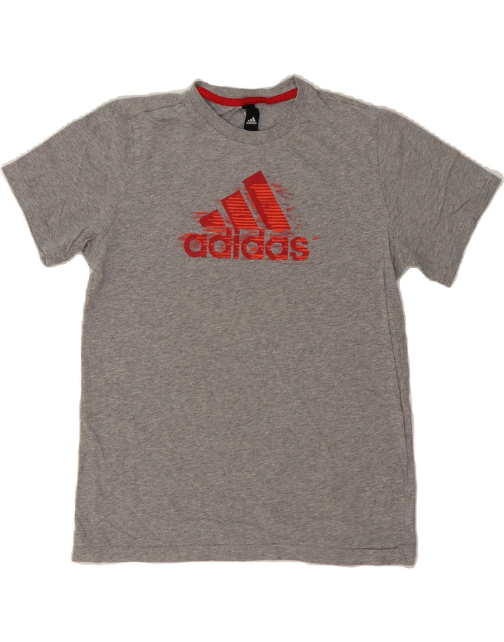 ADIDAS Boys Graphic T-Shirt Top 13-14 Years Grey Vintage Adidas and Second-Hand Adidas from Messina Hembry 
