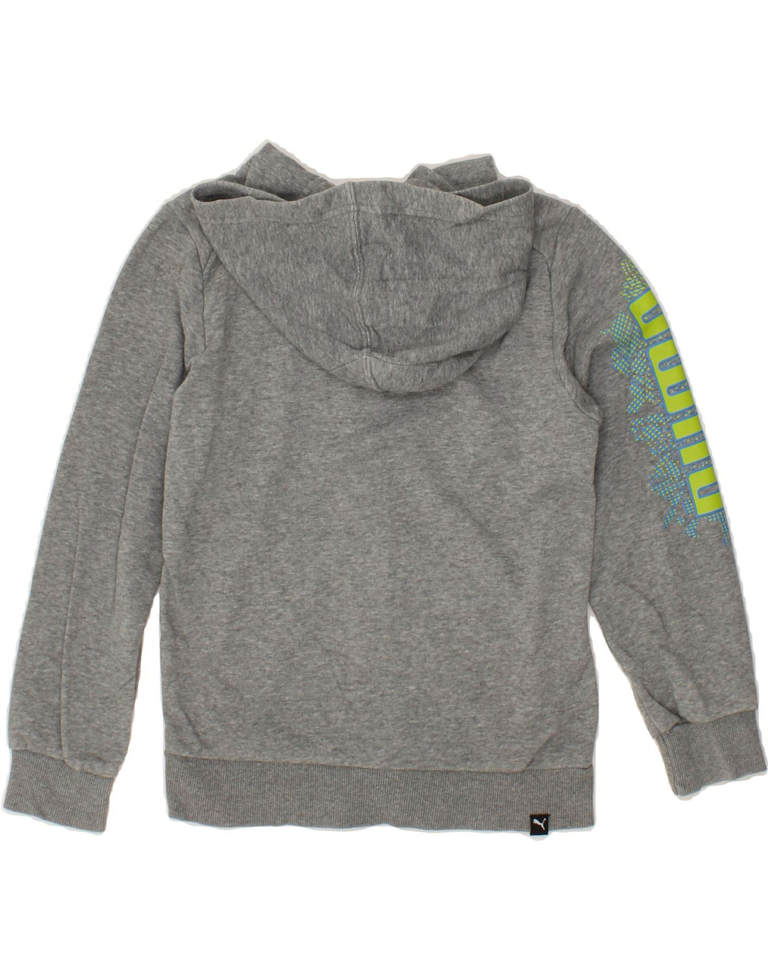 PUMA Boys Graphic Zip Hoodie Sweater 9-10 Years Medium Grey Vintage Puma and Second-Hand Puma from Messina Hembry 