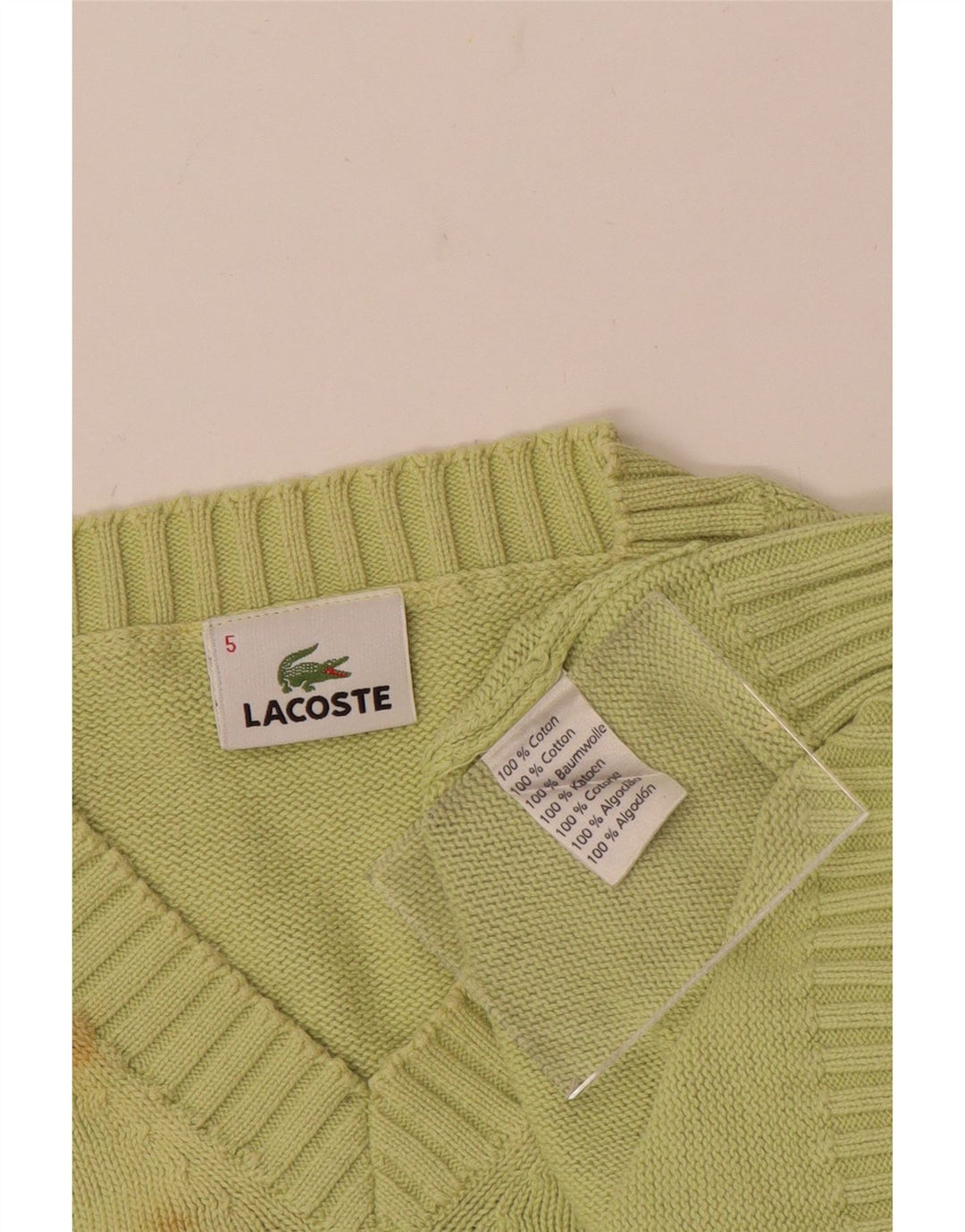 LACOSTE Muški džemper s V-izrezom, veličina 5, veliki zeleni pamuk