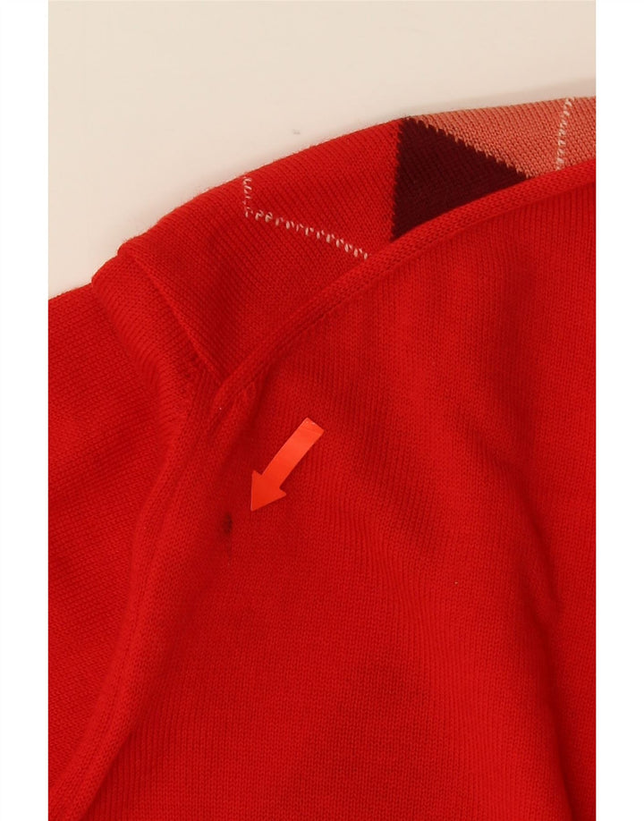 VINTAGE muški džemper s V-izrezom Srednje crveni Argyle/Diamond